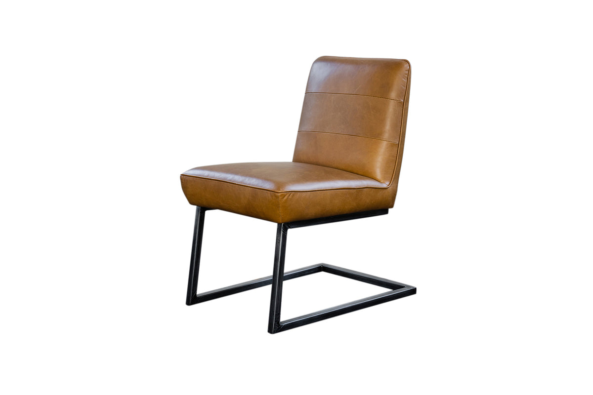 B-Ware KAWOLA Esszimmerstuhl SALI Freischwinger Vintage-Leder braun