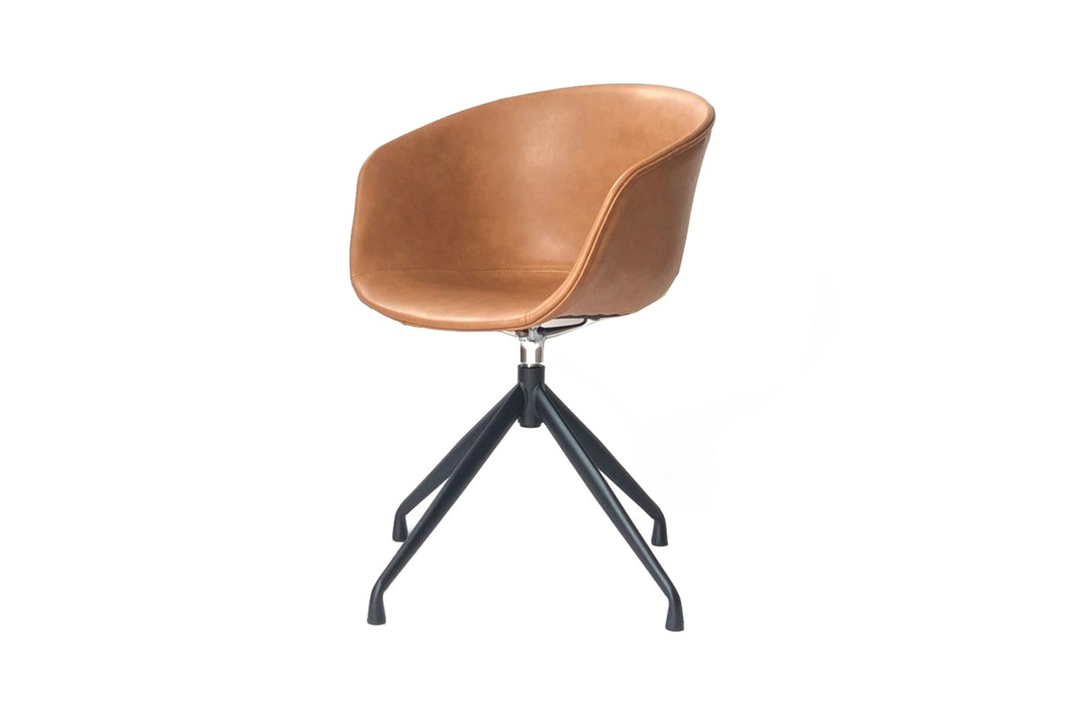 B-Ware KAWOLA Stuhl DANI Esszimmerstuhl mit Drehfunktion Kunstleder cognac