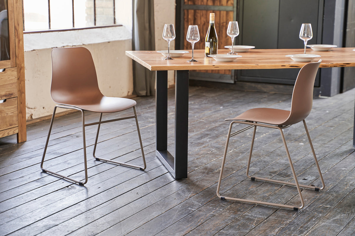 B-Ware KAWOLA Stuhl DENNIS Esszimmerstuhl Kunststoff cognac
