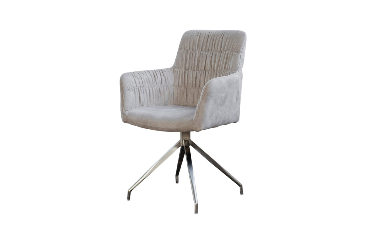 B-Ware KAWOLA Stuhl NIXIE mit Drehfunktion Stoff beige