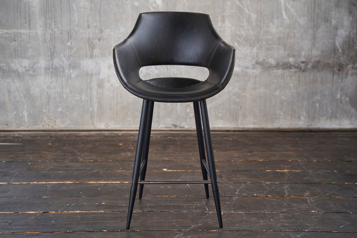 KAWOLA Barhocker ZAJA Barstuhl Sitzhöhe 76 cm Kunstleder schwarz