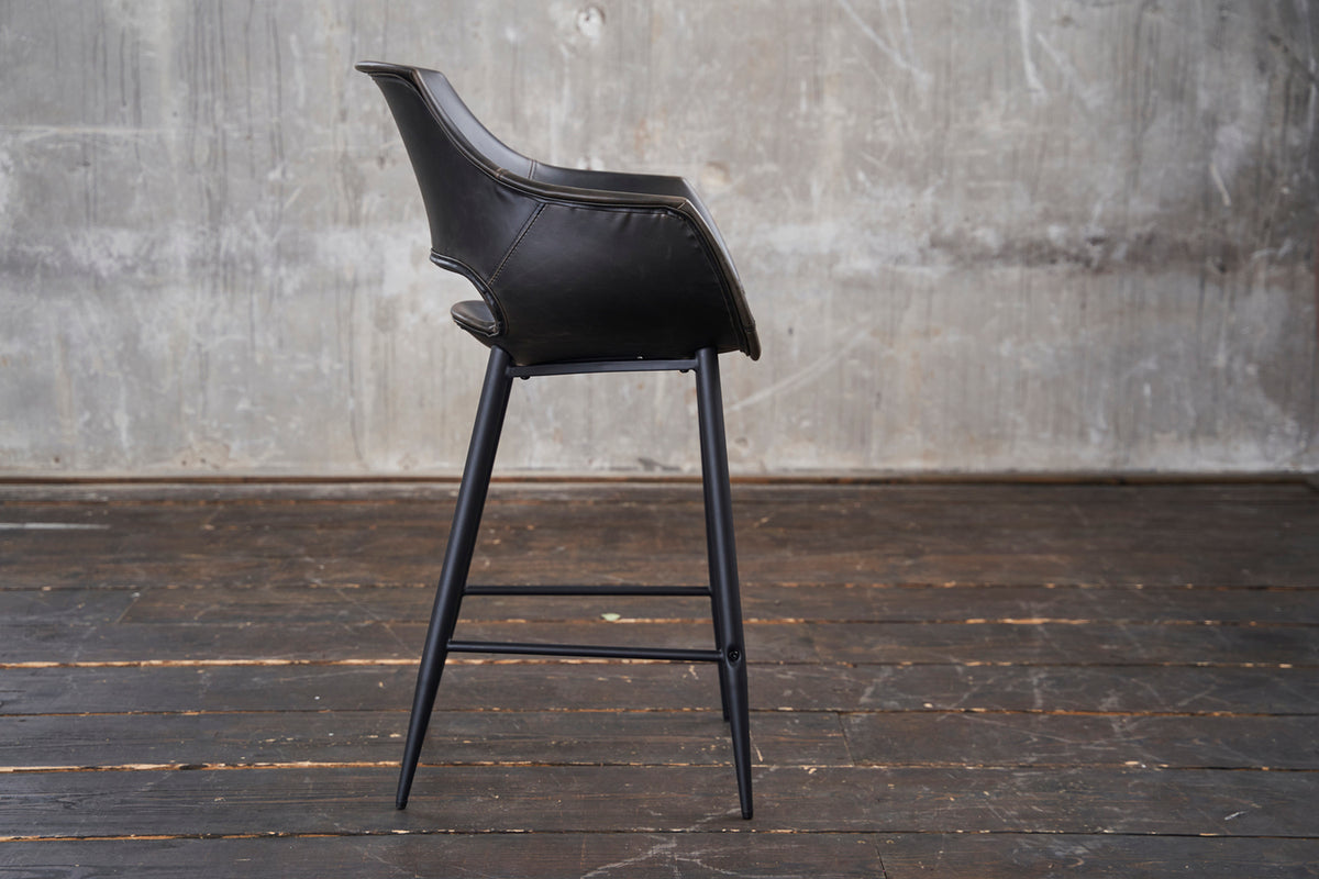 KAWOLA Barhocker ZAJA Barstuhl Sitzhöhe 76 cm Kunstleder schwarz