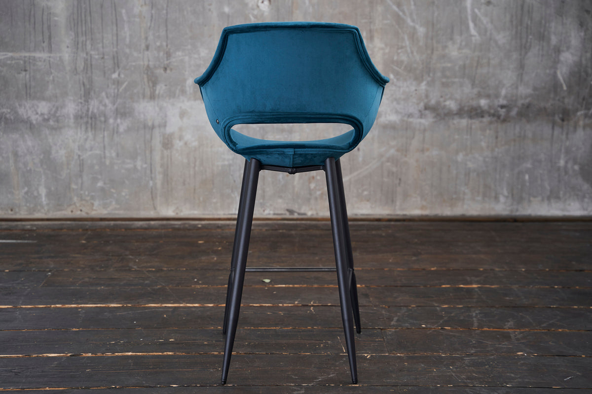KAWOLA Barhocker ZAJA Barstuhl Sitzhöhe 76 cm Velvet petrol