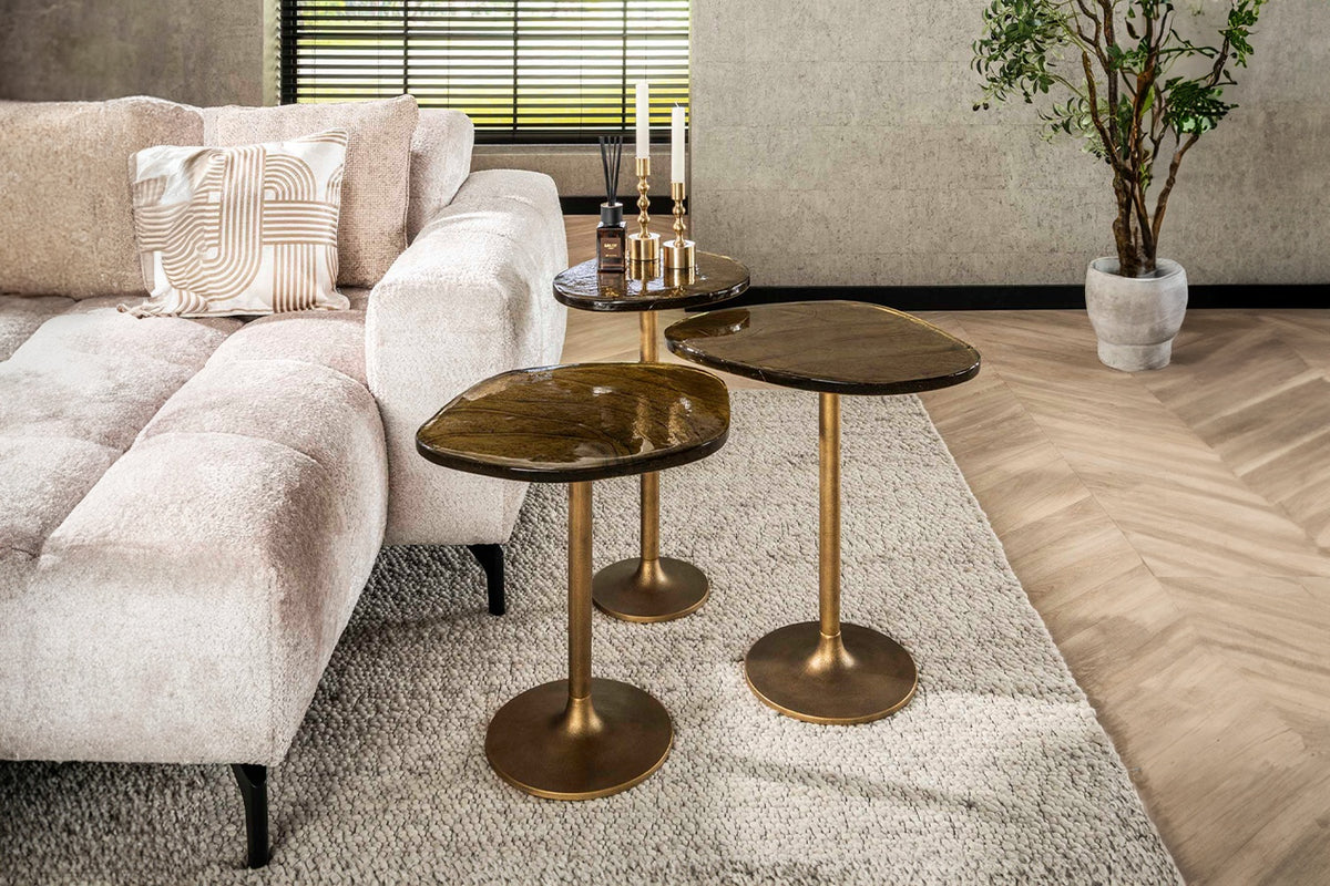 KAWOLA Beistelltisch DARI M Glas gold