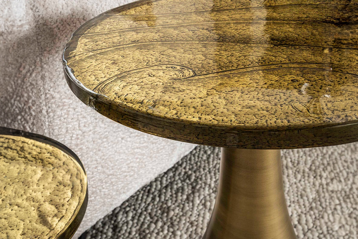 KAWOLA Beistelltisch MOKKA Glas gold