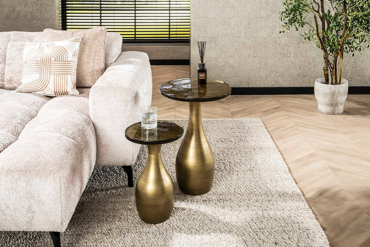KAWOLA Beistelltisch MOKKA Glas gold