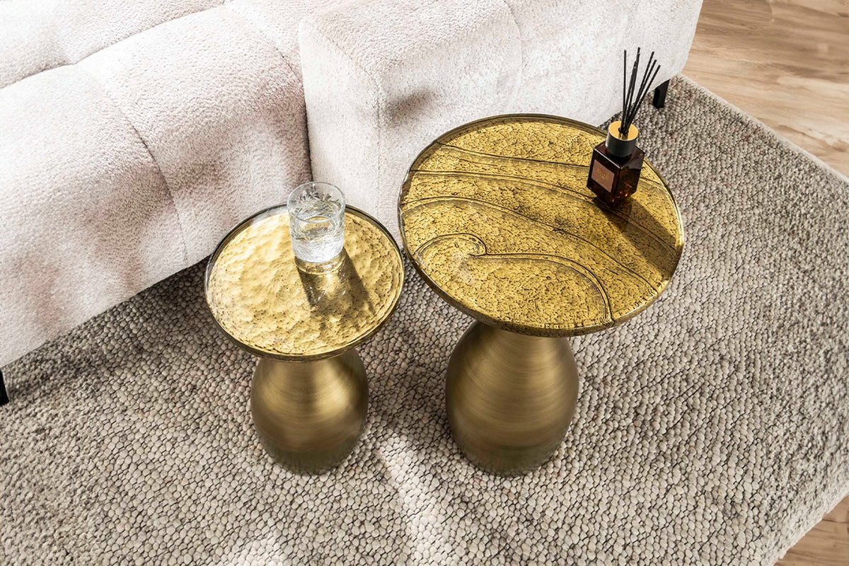 KAWOLA Beistelltisch MOKKA Glas gold