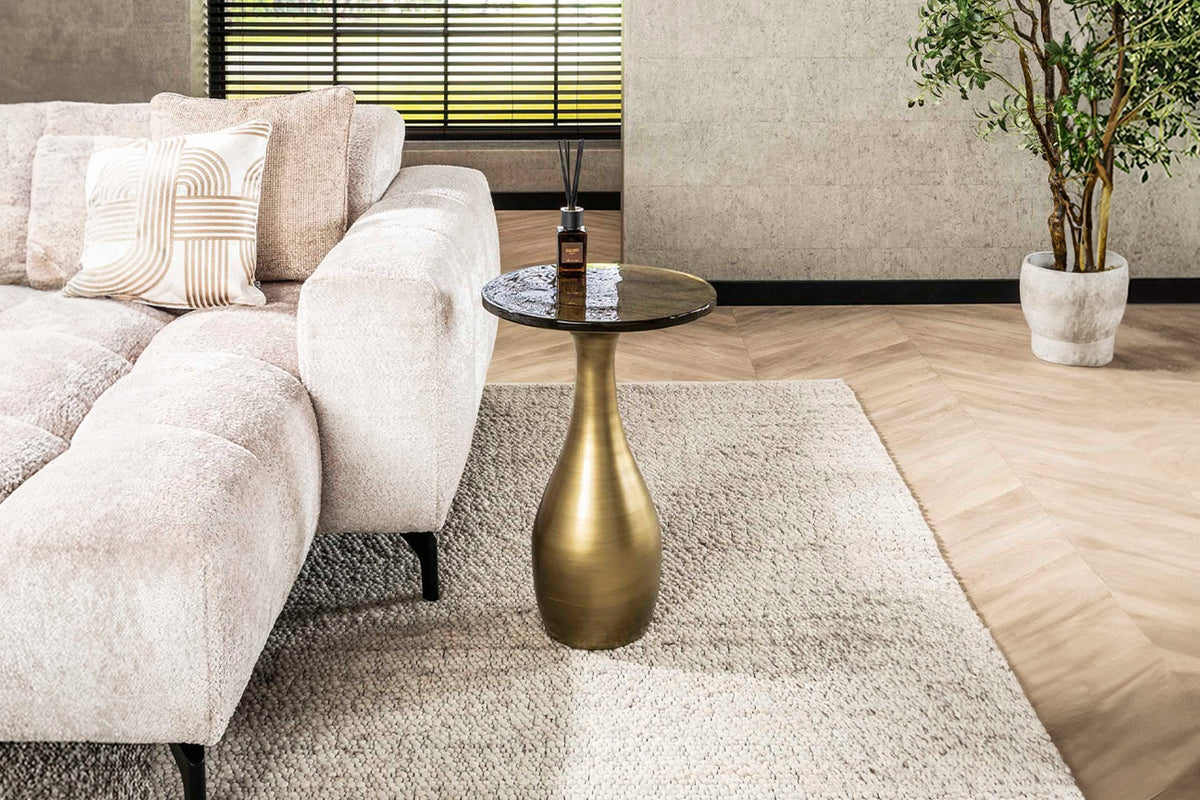 KAWOLA Beistelltisch MOKKA Glas gold, 40 x 40