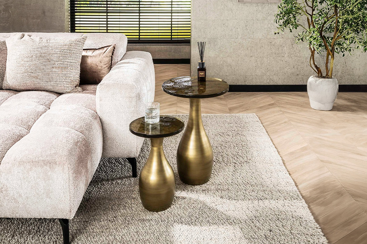 KAWOLA Beistelltisch MOKKA Glas gold