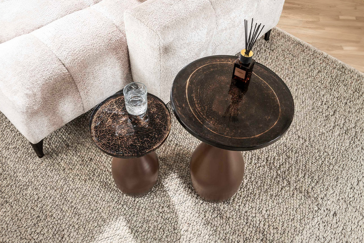KAWOLA Beistelltisch MOKKA Glas kupfer