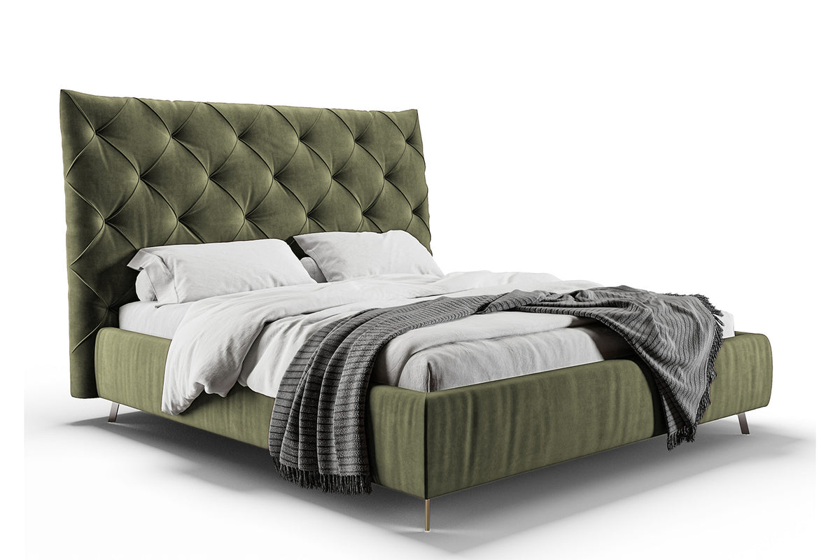 KAWOLA Bett ANNY Polsterbett Velvet olivgrün
