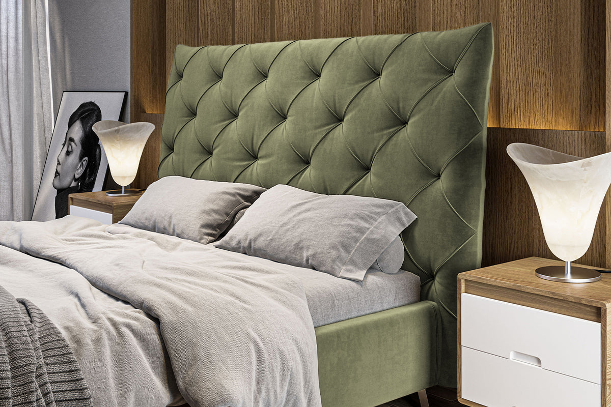 KAWOLA Bett ANNY Polsterbett Velvet olivgrün