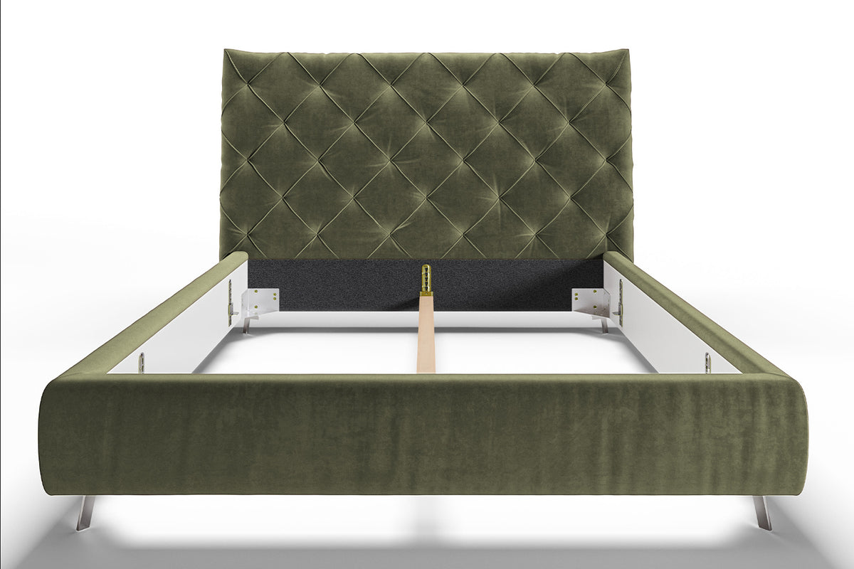KAWOLA Bett ANNY Polsterbett Velvet olivgrün