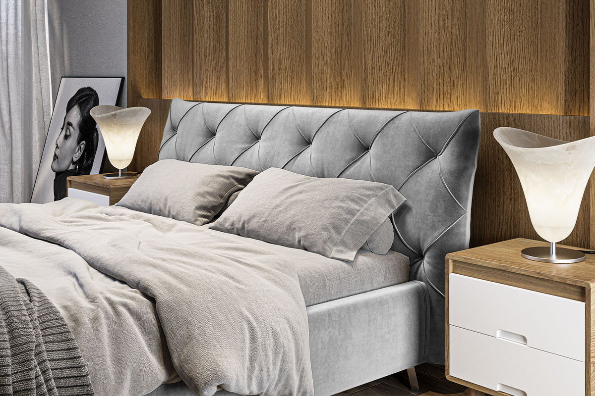KAWOLA Bett ANNY Polsterbett Velvet silber