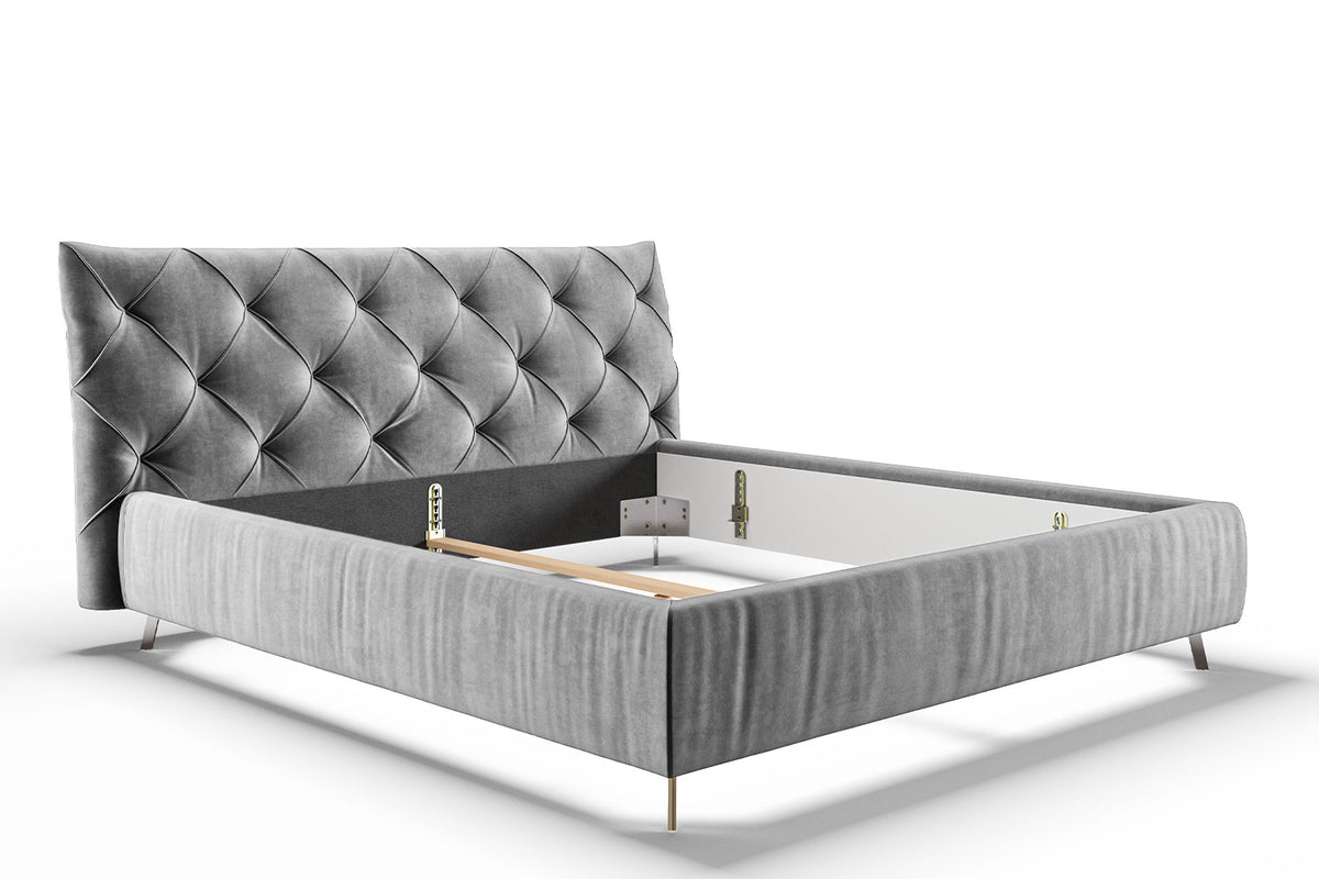 KAWOLA Bett ANNY Polsterbett Velvet silber
