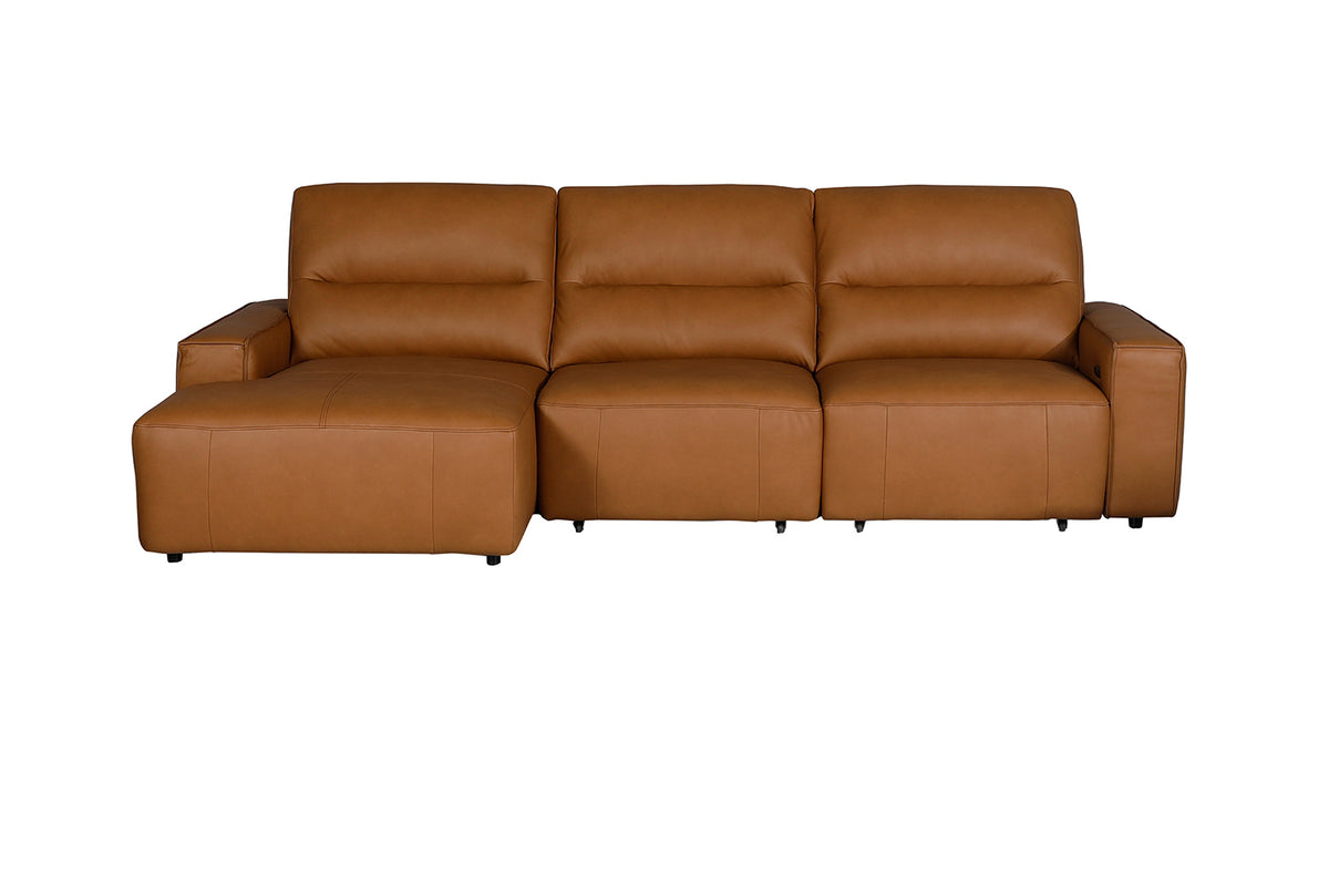 KAWOLA Big Sofa DORI motorischer Sitzvorzug Leder cognac