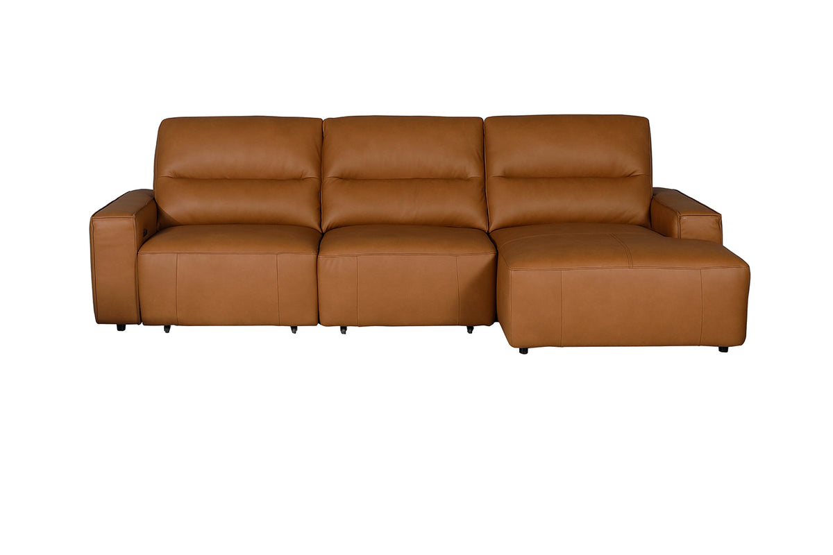 KAWOLA Big Sofa DORI motorischer Sitzvorzug Leder cognac