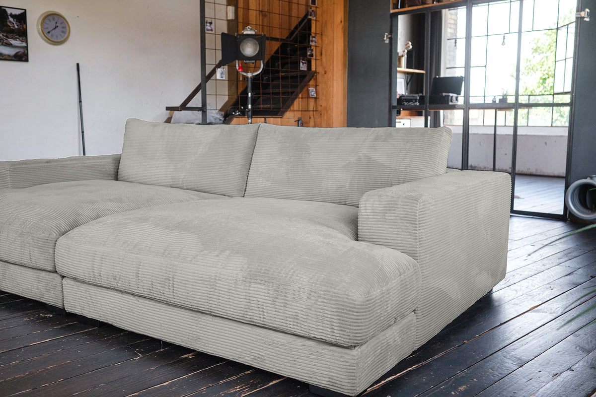 KAWOLA Big Sofa MADELINE Cord hellgrau