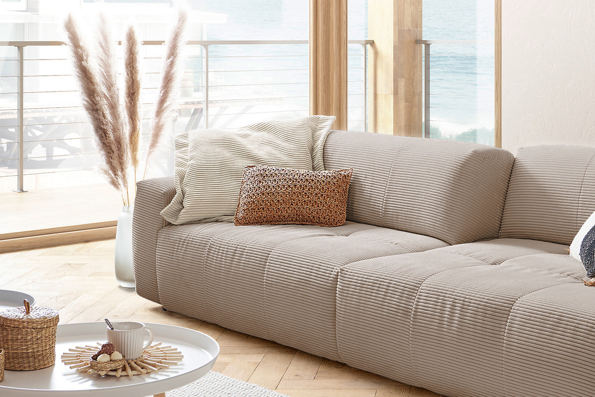 KAWOLA Big Sofa PALACE 3-Sitzer mit Sitztiefenverstellung Cord taupe