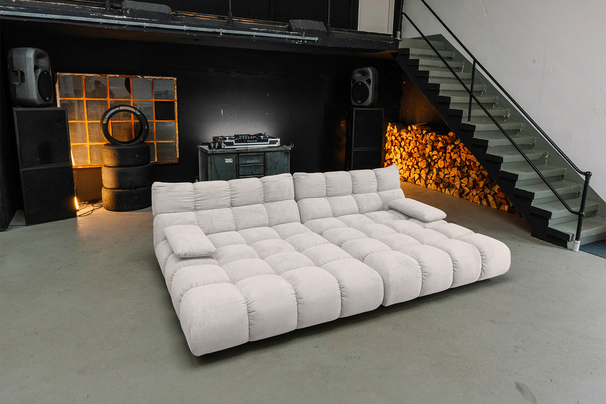 KAWOLA Big Sofa VIVIEN Feincord silber