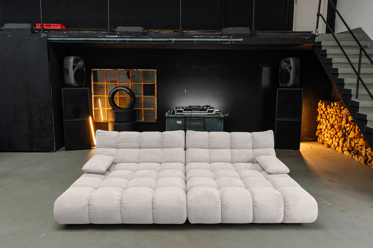 KAWOLA Big Sofa VIVIEN Feincord silber