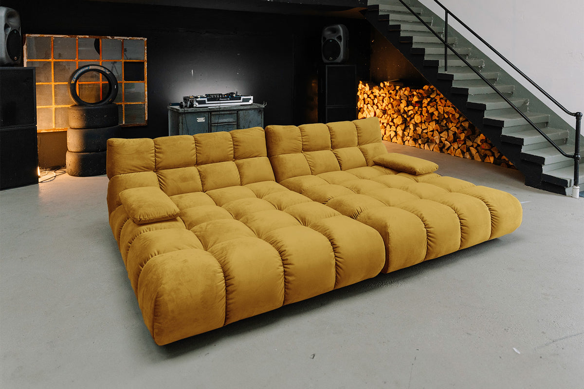 KAWOLA Big Sofa VIVIEN Velvet curry