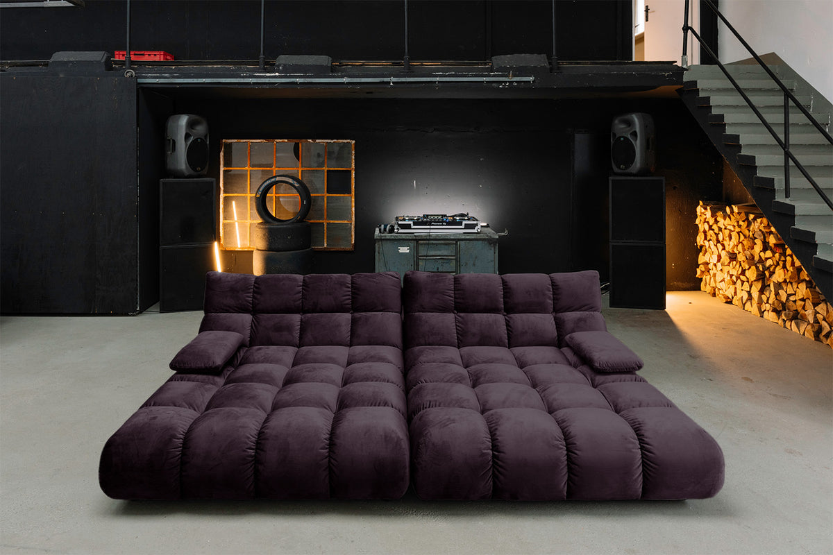 KAWOLA Big Sofa VIVIEN Velvet purple
