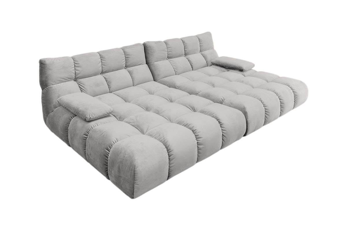 KAWOLA Big Sofa VIVIEN Velvet silber