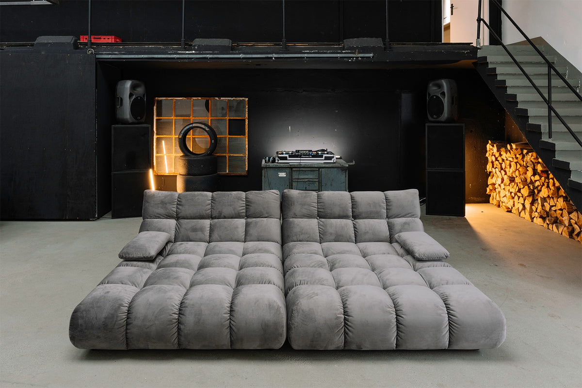 KAWOLA Big Sofa VIVIEN Velvet stone