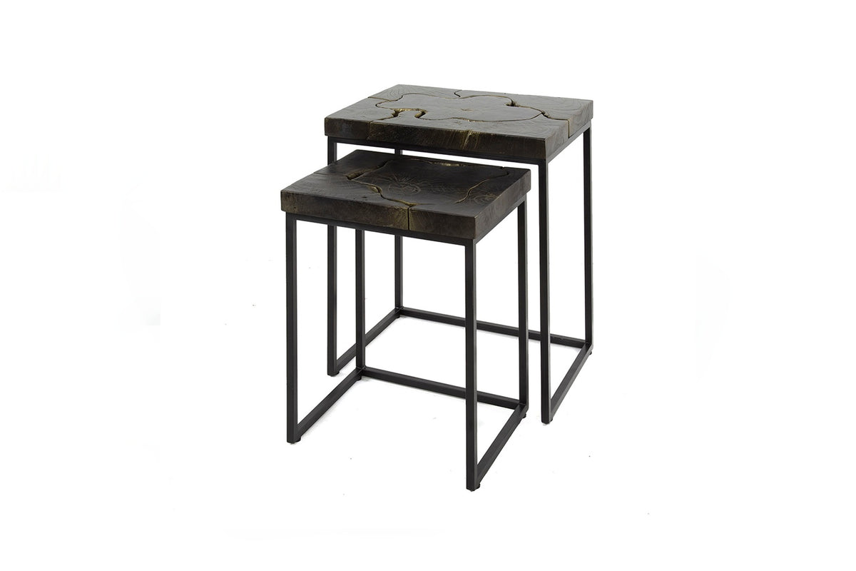 KAWOLA Couchtisch ESCADO Set 2-tlg. Teakholz schwarz