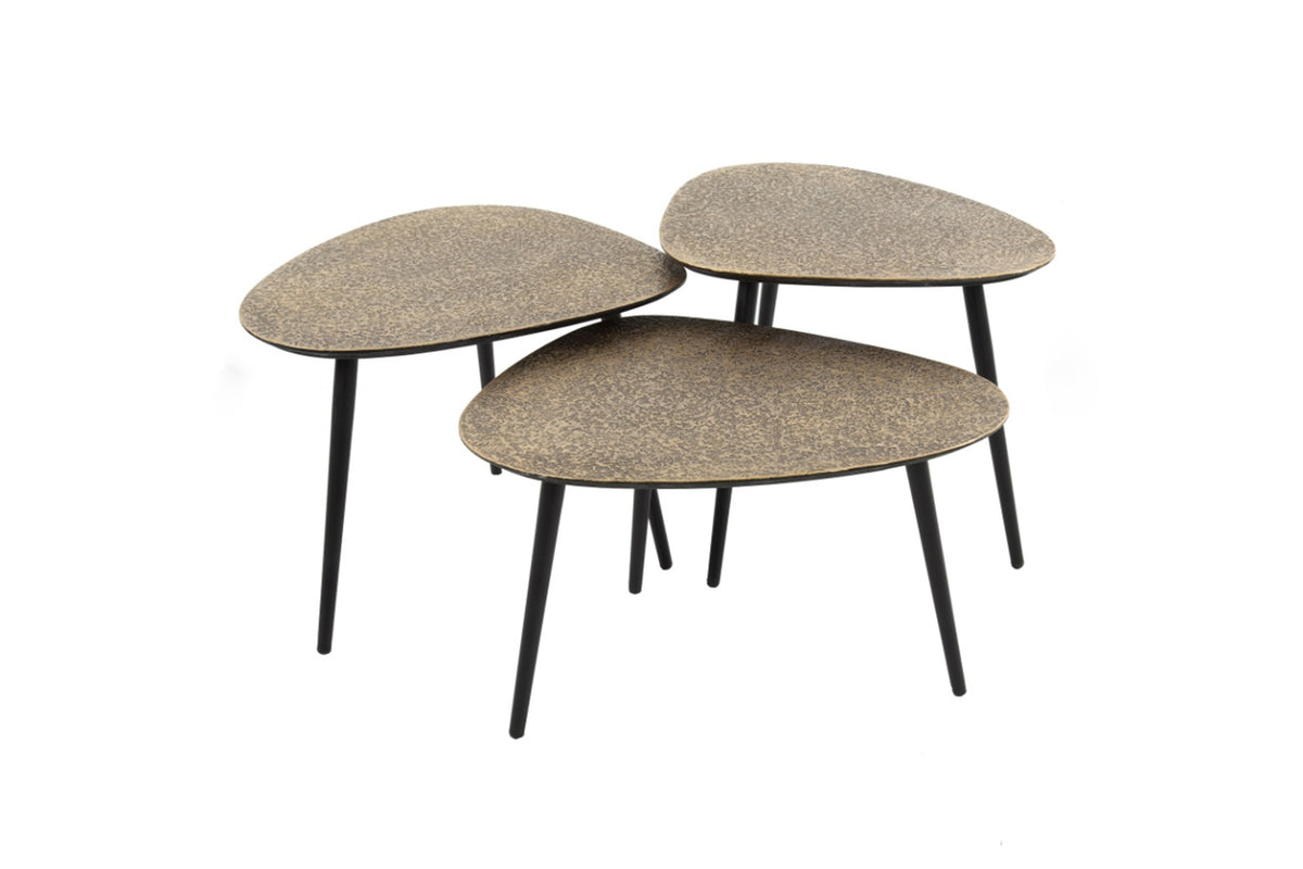 KAWOLA Couchtisch LAUCA Set 3-tlg. Metall bronze dreieckig