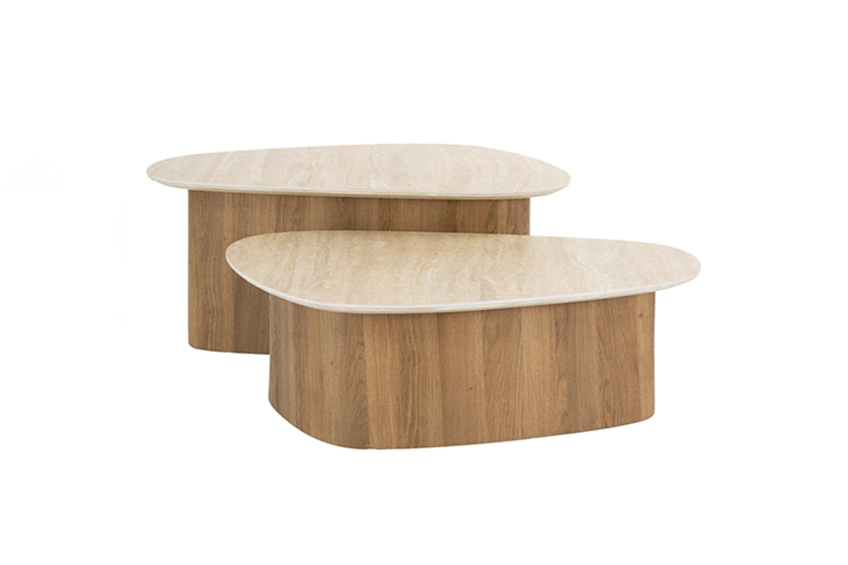 KAWOLA Couchtisch PRETO Set 2-tlg. Keramik weiß dreieckig