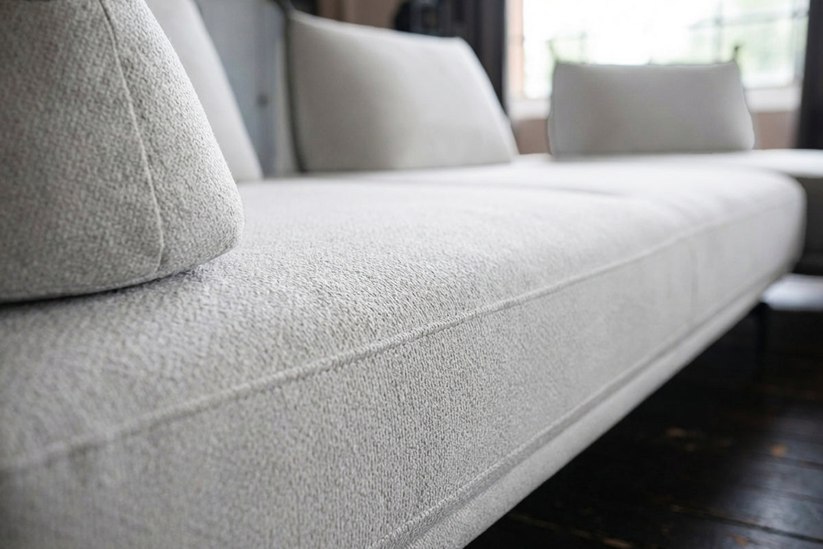 KAWOLA Ecksofa CANE Schlafsofa Daybed Stoff grau