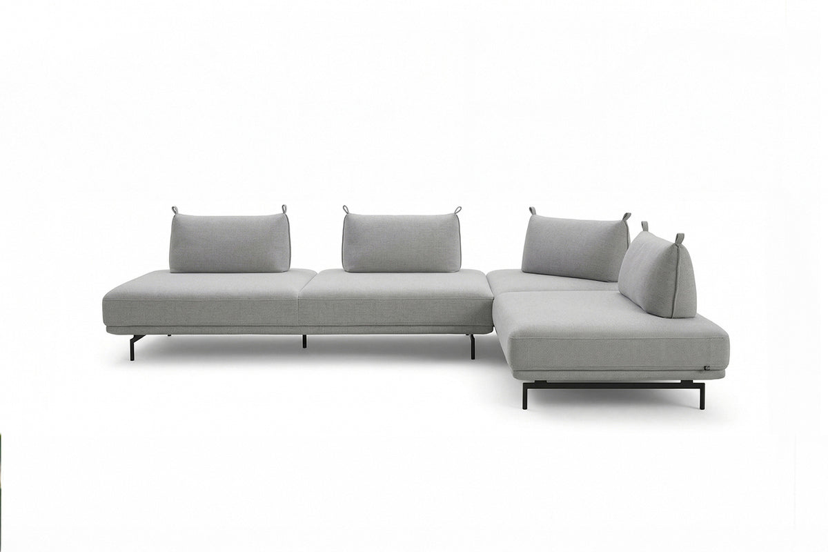 KAWOLA Ecksofa CANE Schlafsofa Daybed Stoff grau