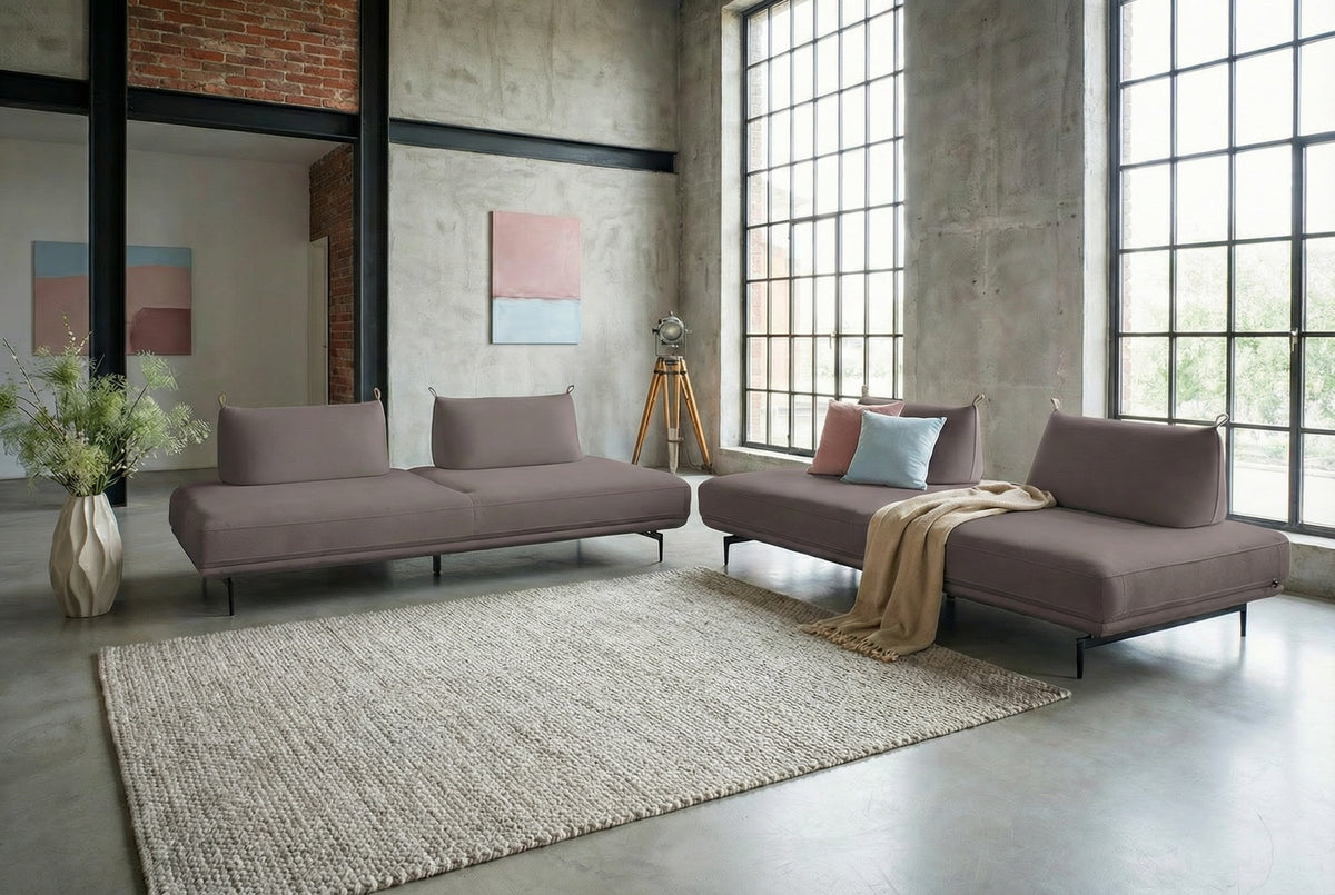 KAWOLA Ecksofa CANE Schlafsofa Daybed Stoff lila
