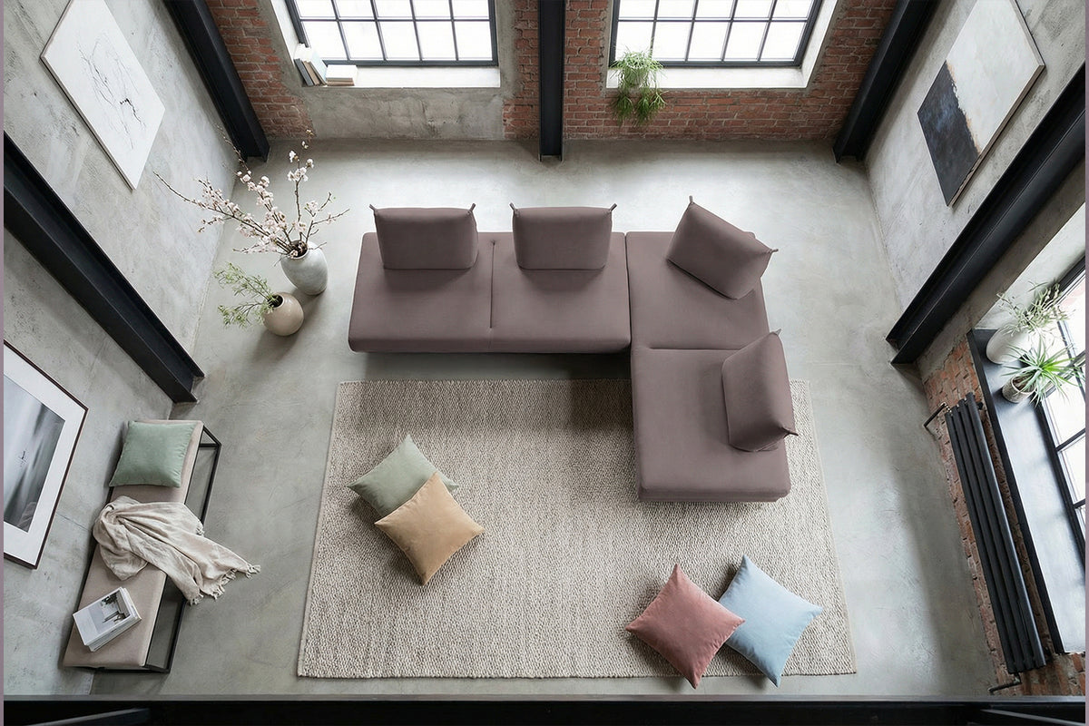 KAWOLA Ecksofa CANE Schlafsofa Daybed Stoff lila