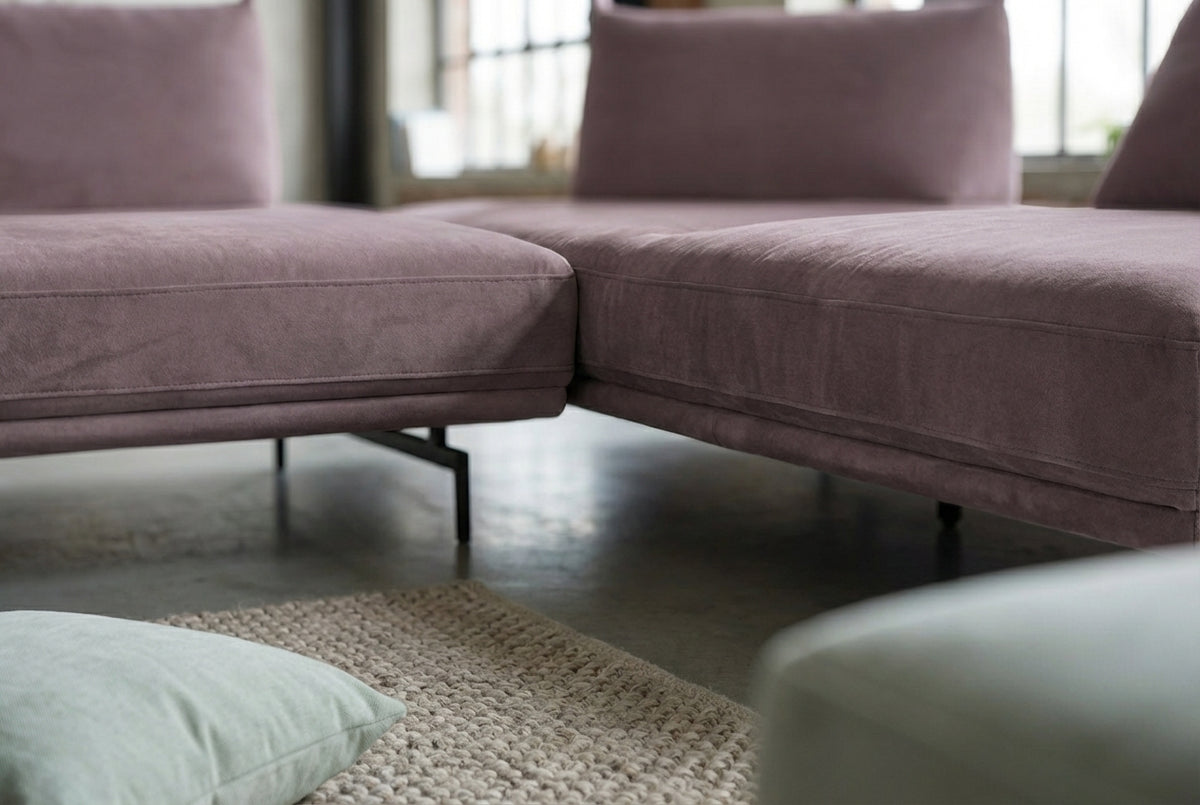 KAWOLA Ecksofa CANE Schlafsofa Daybed Stoff lila