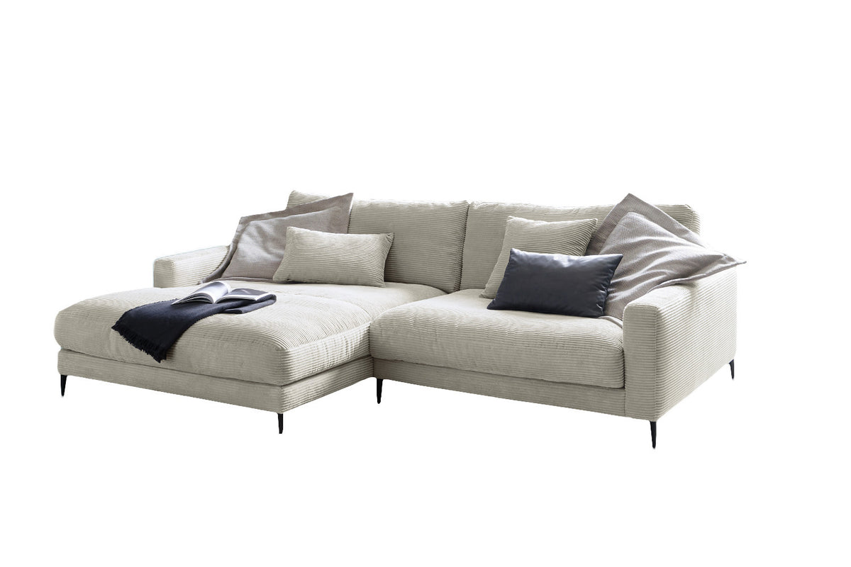 KAWOLA Ecksofa CARA Sofa Cord hellgrau