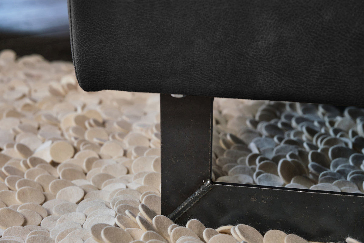 KAWOLA Ecksofa VILNIUS 3-Sitzer mit Longchair Lederfaserstoff schwarz