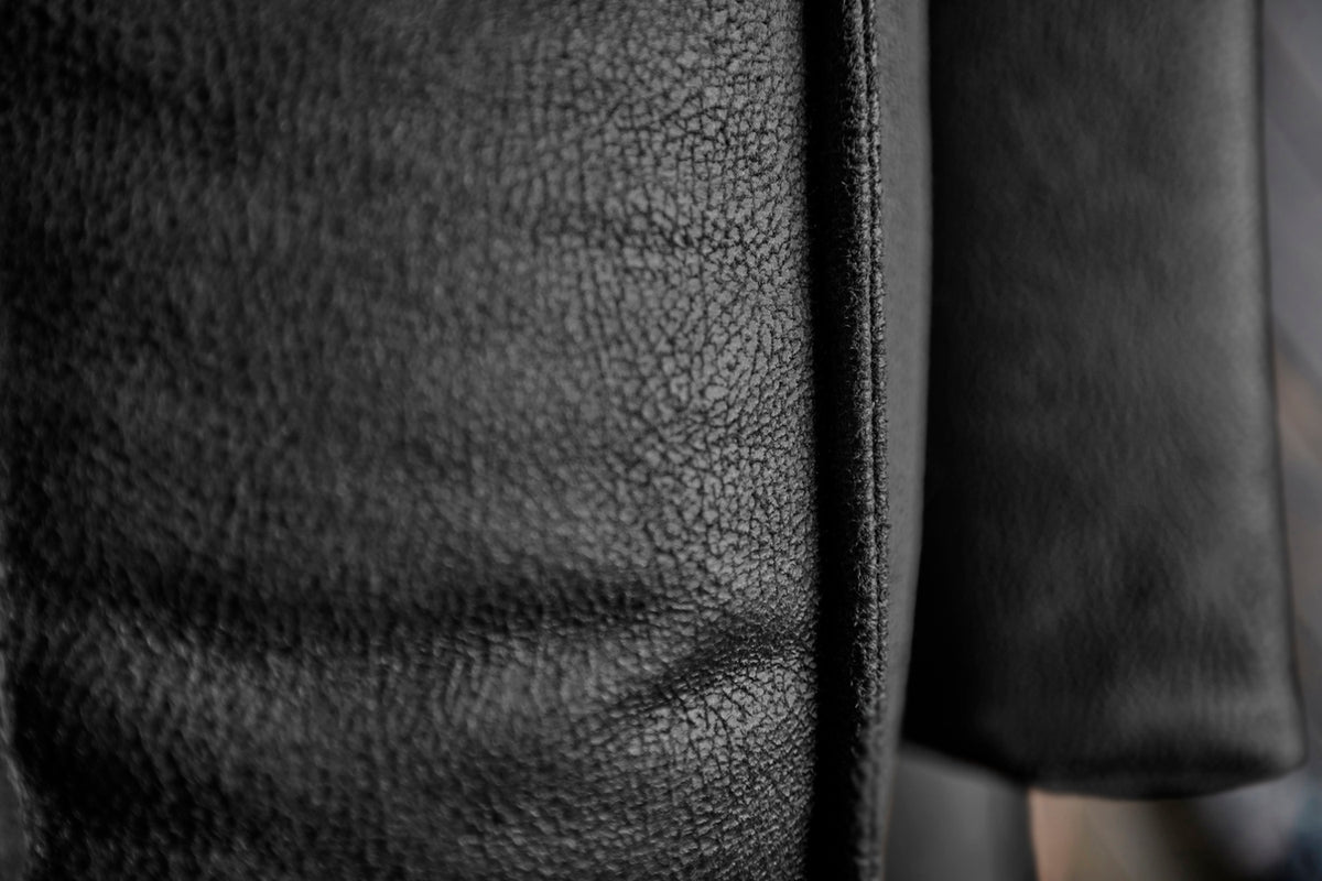 KAWOLA Ecksofa VILNIUS 3-Sitzer mit Recamiere Lederfaserstoff schwarz