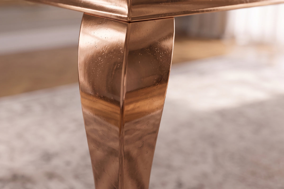 KAWOLA Esstisch AMARA Barock Glas Gestell Edelstahl rosé gold