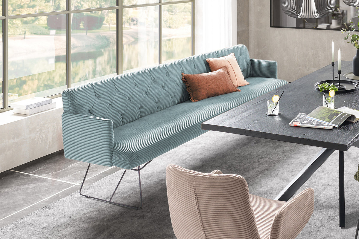 KAWOLA Esszimmerbank CHARME Cord hellblau, 3.5-Sitzer