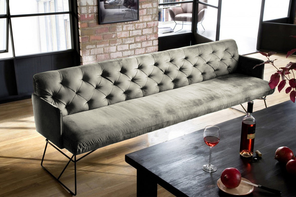 KAWOLA Esszimmerbank CHARME Velvet silber, 3.5-Sitzer