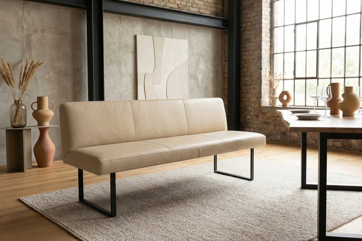 KAWOLA Esszimmerbank ELEEN Leder beige, 3-Sitzer, 223 x 69