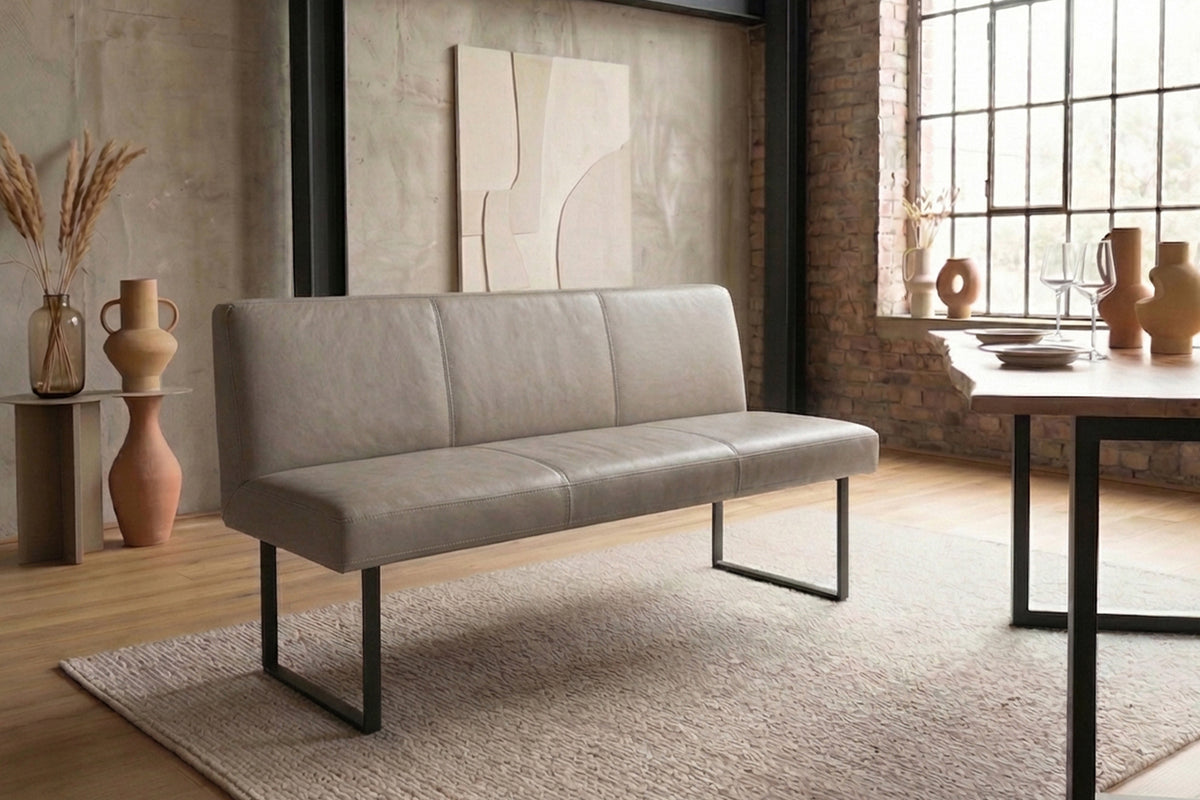 KAWOLA Esszimmerbank ELEEN Leder grau, 2-Sitzer, 123 x 69