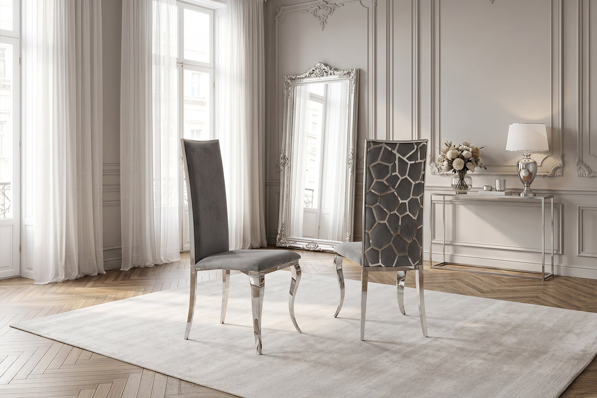 KAWOLA Esszimmerstuhl MORA Barock Velvet grau