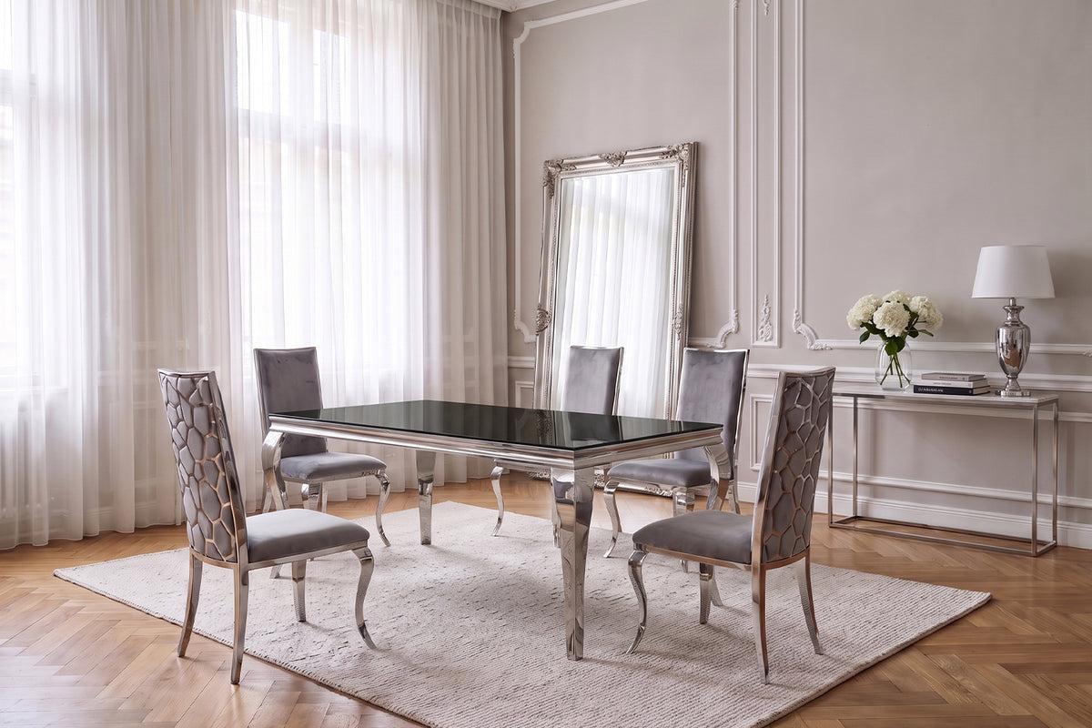 KAWOLA Esszimmerstuhl MORA Barock Velvet grau
