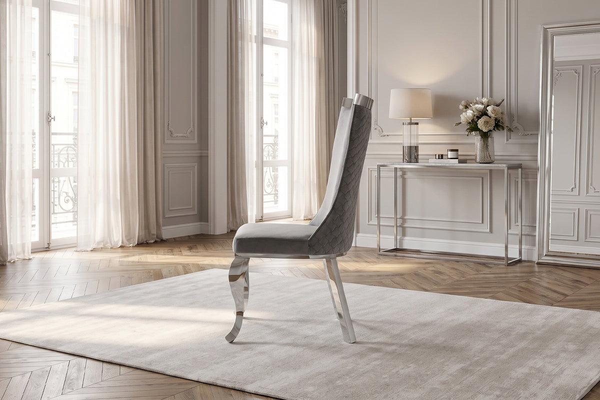 KAWOLA Esszimmerstuhl SELENA Barock Velvet grau