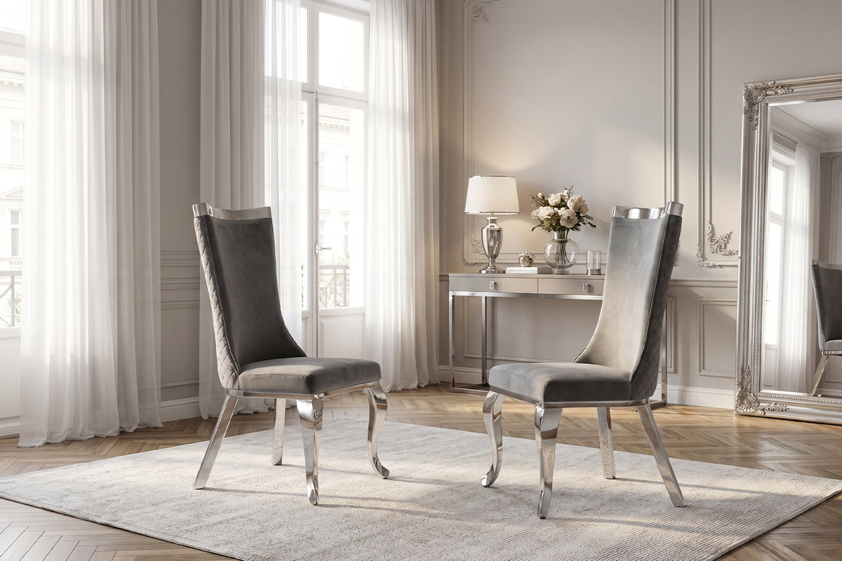 KAWOLA Esszimmerstuhl SELENA Barock Velvet grau