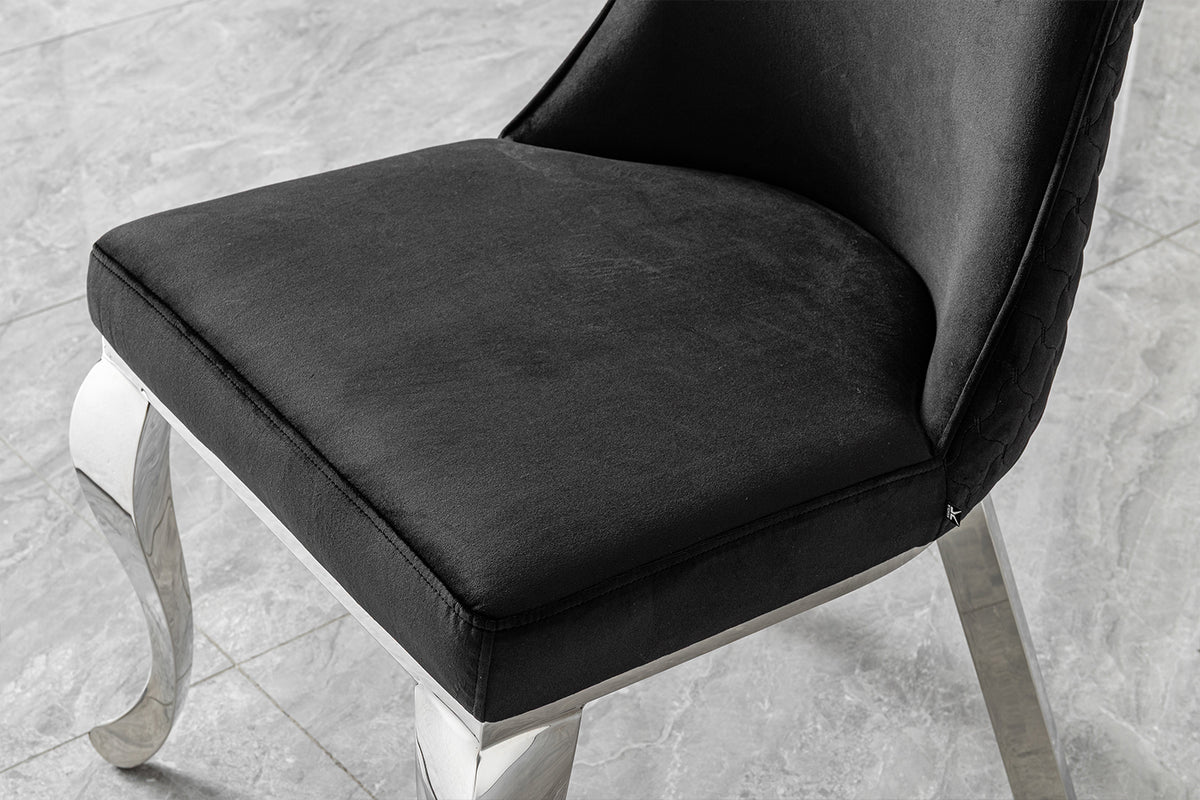 KAWOLA Esszimmerstuhl SELENA Barock Velvet schwarz